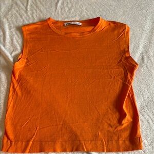 Zara Bright Orange Sleeveless Top